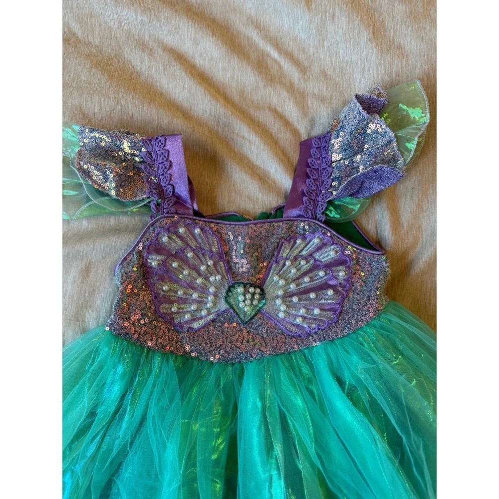 purple & green sequin princess dress halloween costume for toddler girls